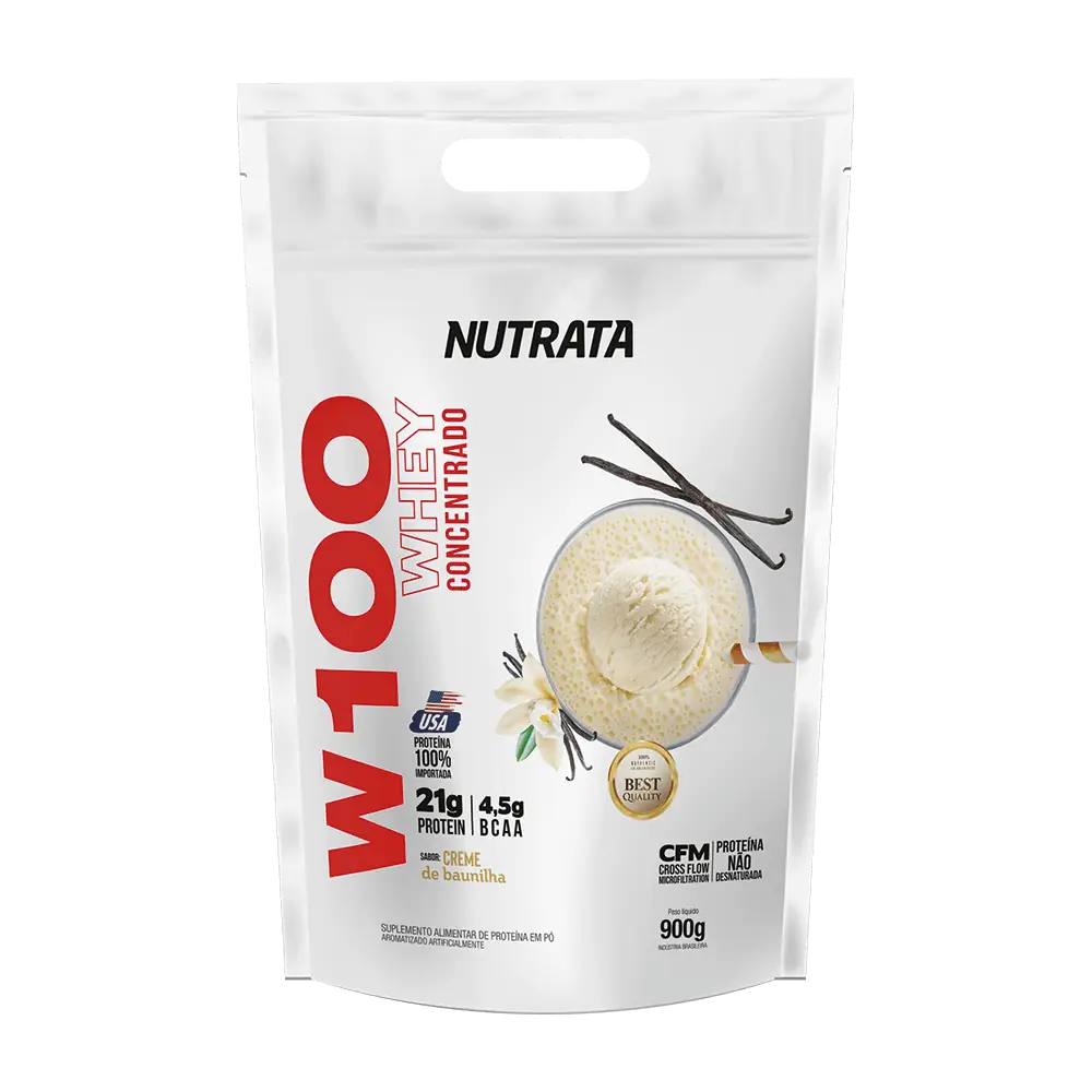 WHEY 100% CONCENTRADO W100 900G REFIL - BAUNILHA