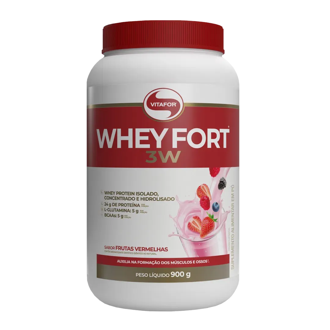 WHEY FORT 3W 900g FRUTAS VERMELHAS