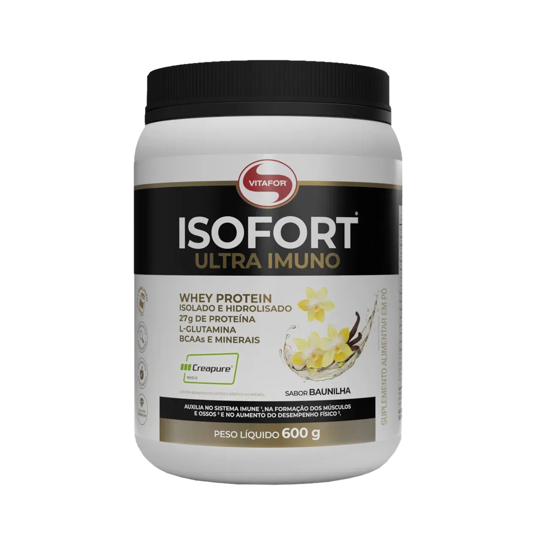 WHEY ISOLADO E HIDROLISADO ISOFORT ULTRA IMUNO 600G BAUNILHA