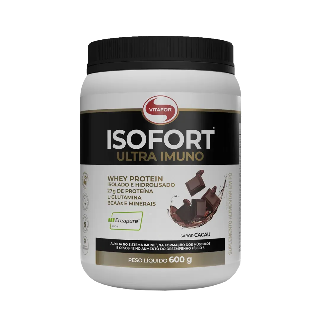 WHEY ISOLADO E HIDROLISADO ISOFORT ULTRA IMUNO 600G CACAU
