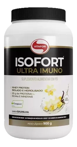 WHEY ISOLADO E HIDROLISADO ISOFORT ULTRA IMUNO 900G BAUNILHA